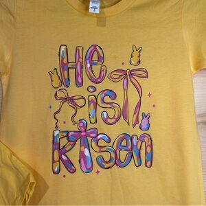 Bella Canvas Yellow Kids 'He Is Risen' Graphic Tee with Multicolor Print